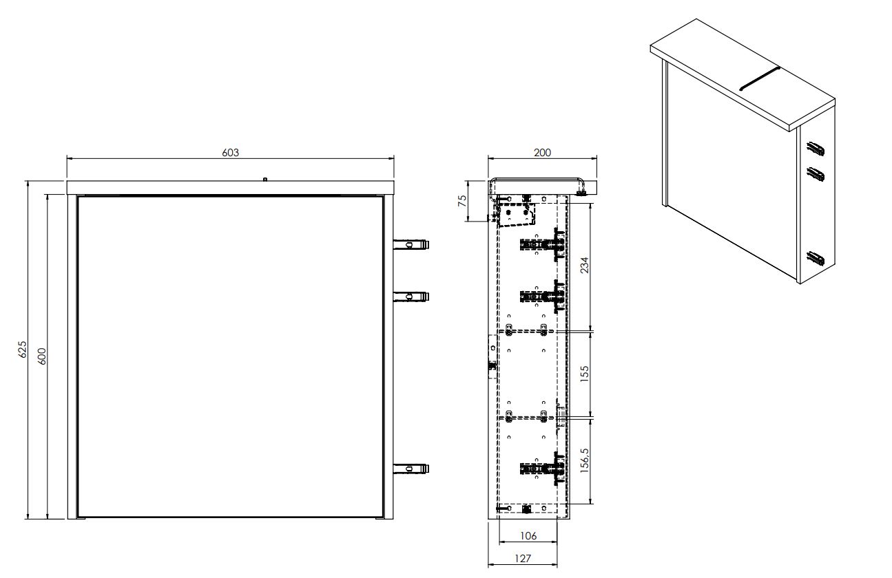 Fontana Grado spiegelkast met verlichting 60cm 1 deur kasteel bruin