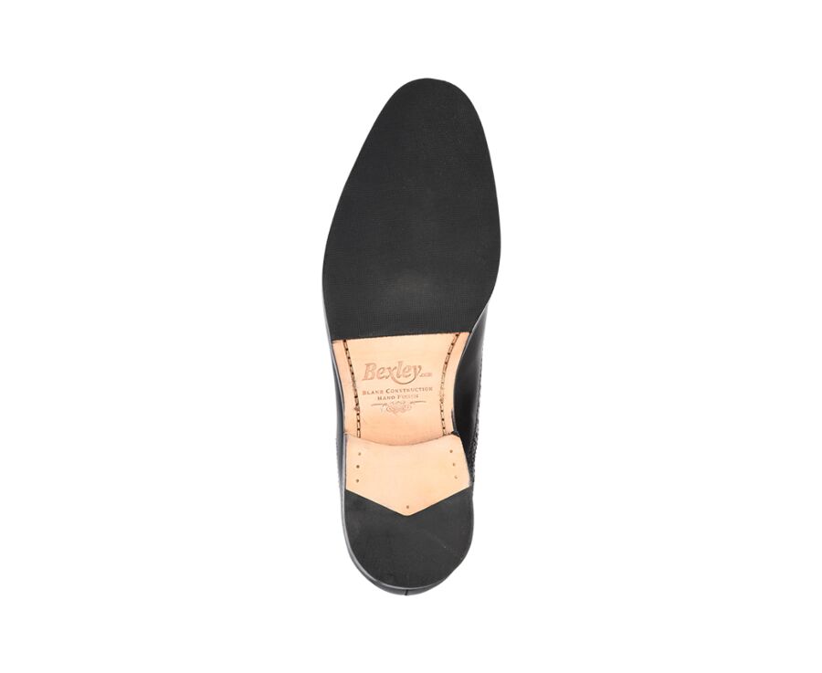 Richelieu homme Noir semelle cuir avec patin - HILCOTT PATIN