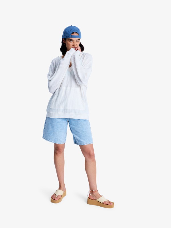 Ocean Drive Sweat à capuche oversize en tricot Blanc Femme