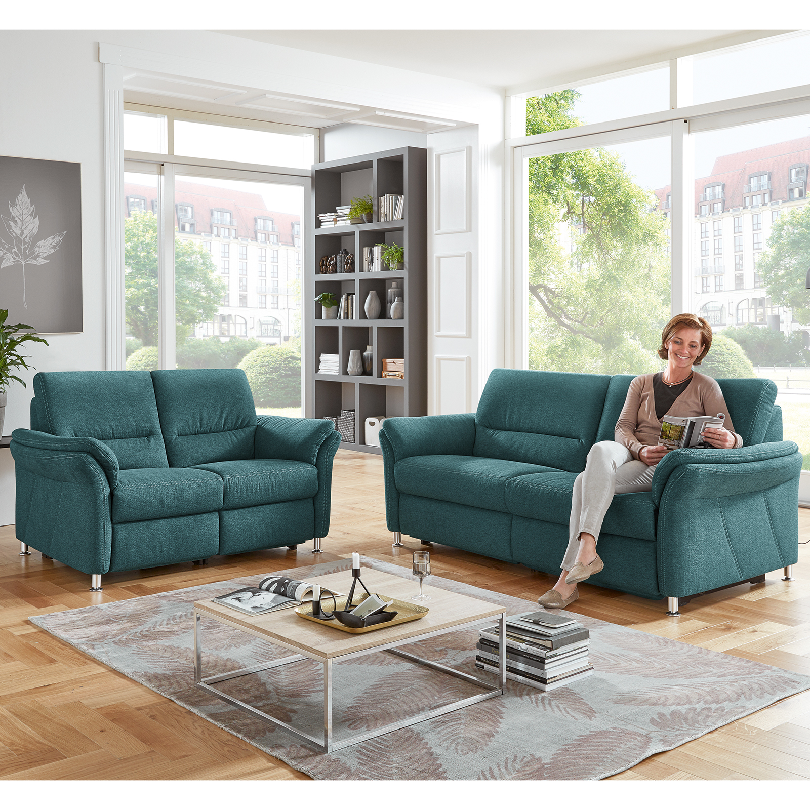 polsterpower 3-Sitzer-Sofa - petrol - Basismodell