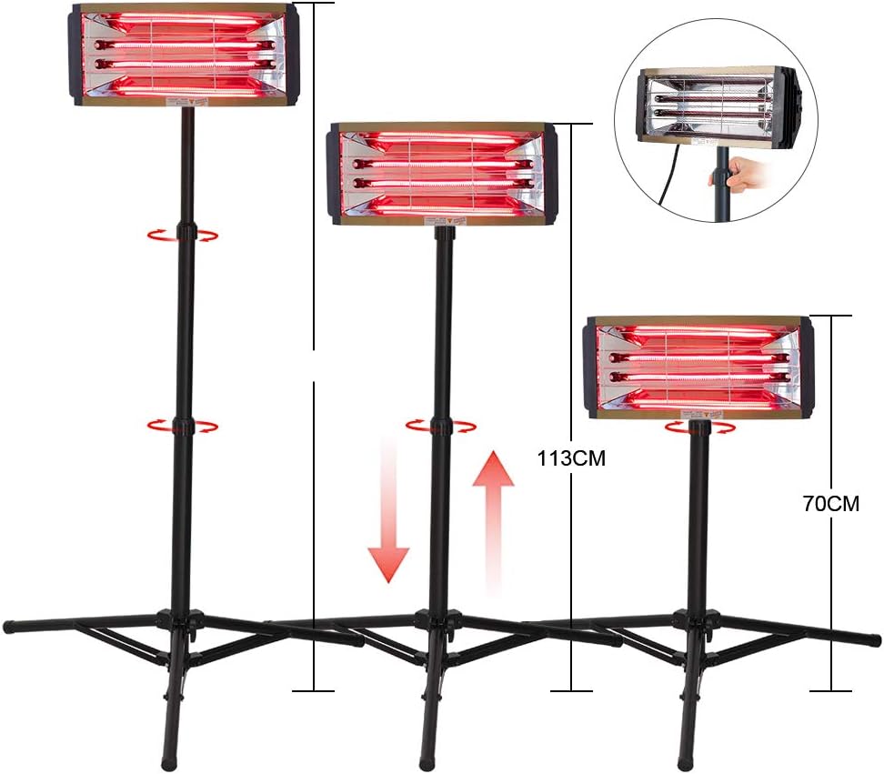 DATOUBOSS 2000W Lacktrockner Infrarot Trockner Strahler Auto Hand Infrarottrockner Kurzwellen Infrarotlampe Timing 0-60 Min, Infrarotstrahler Backfläche 650 * 500mm, 0-230℃ 230V 50/60HZ