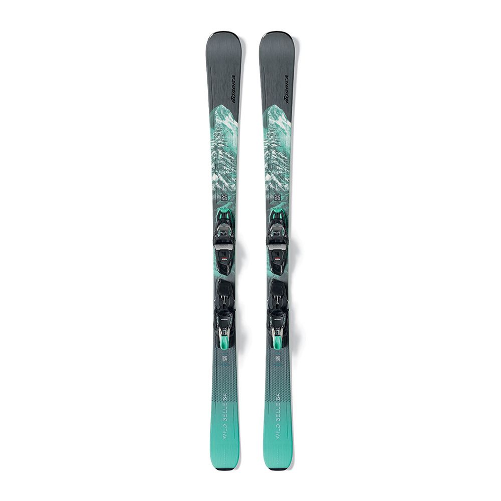 Nordica WILD BELLE DC 84 - Skis all mountain + Fixations TP2 LIGHT 11 FDT black/teal Femme black/teal/tbd