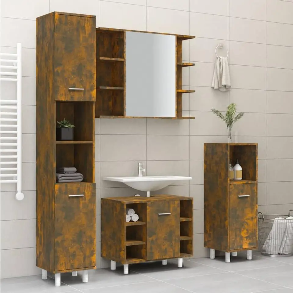 vidaXL - Kolomkast met 2 deuren - Gerookt eiken - Bewerkt hout - 30x30x179 cm
