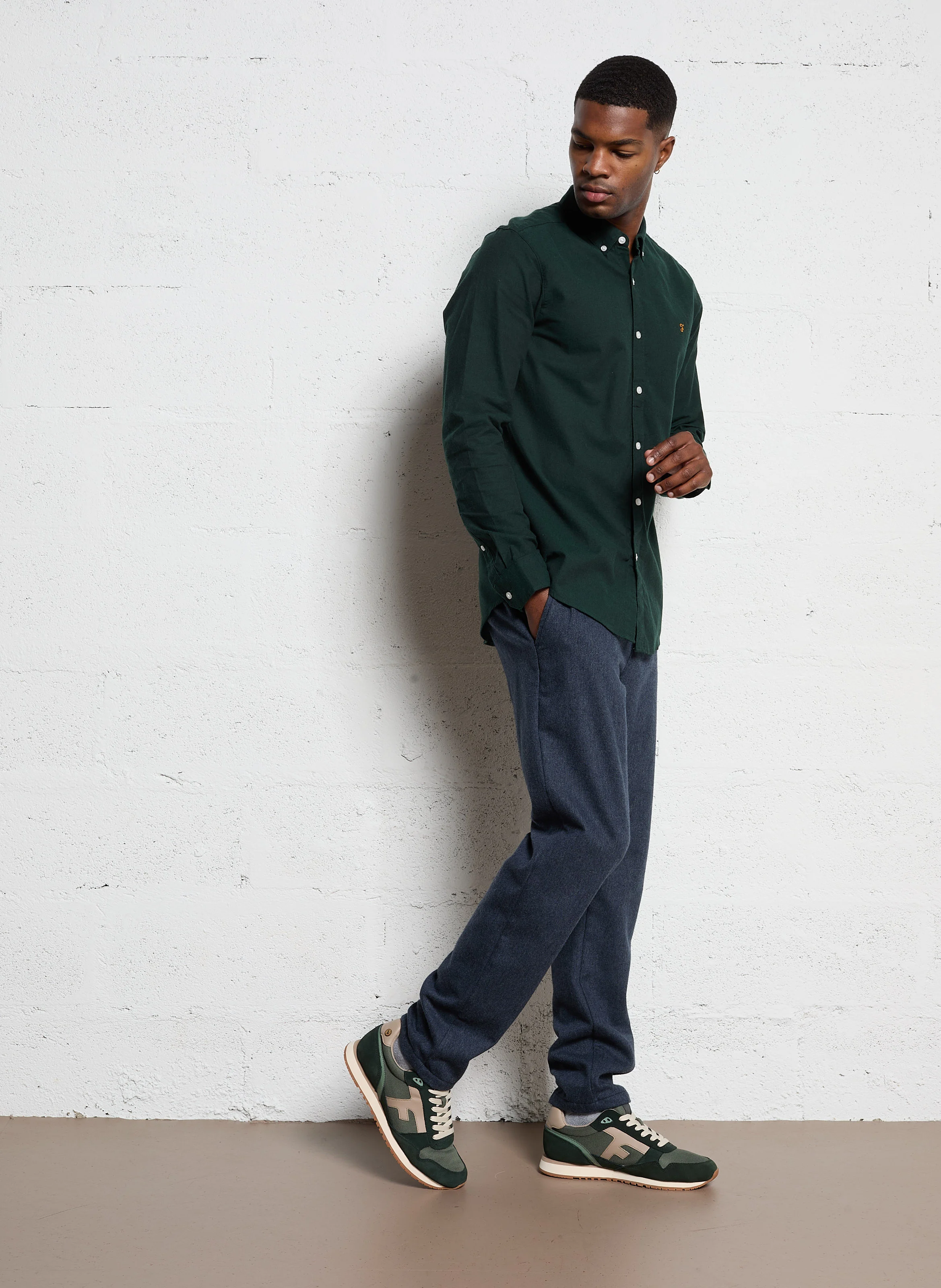 DREUILLE - Pantalon droit en laine mélangée | Bleu