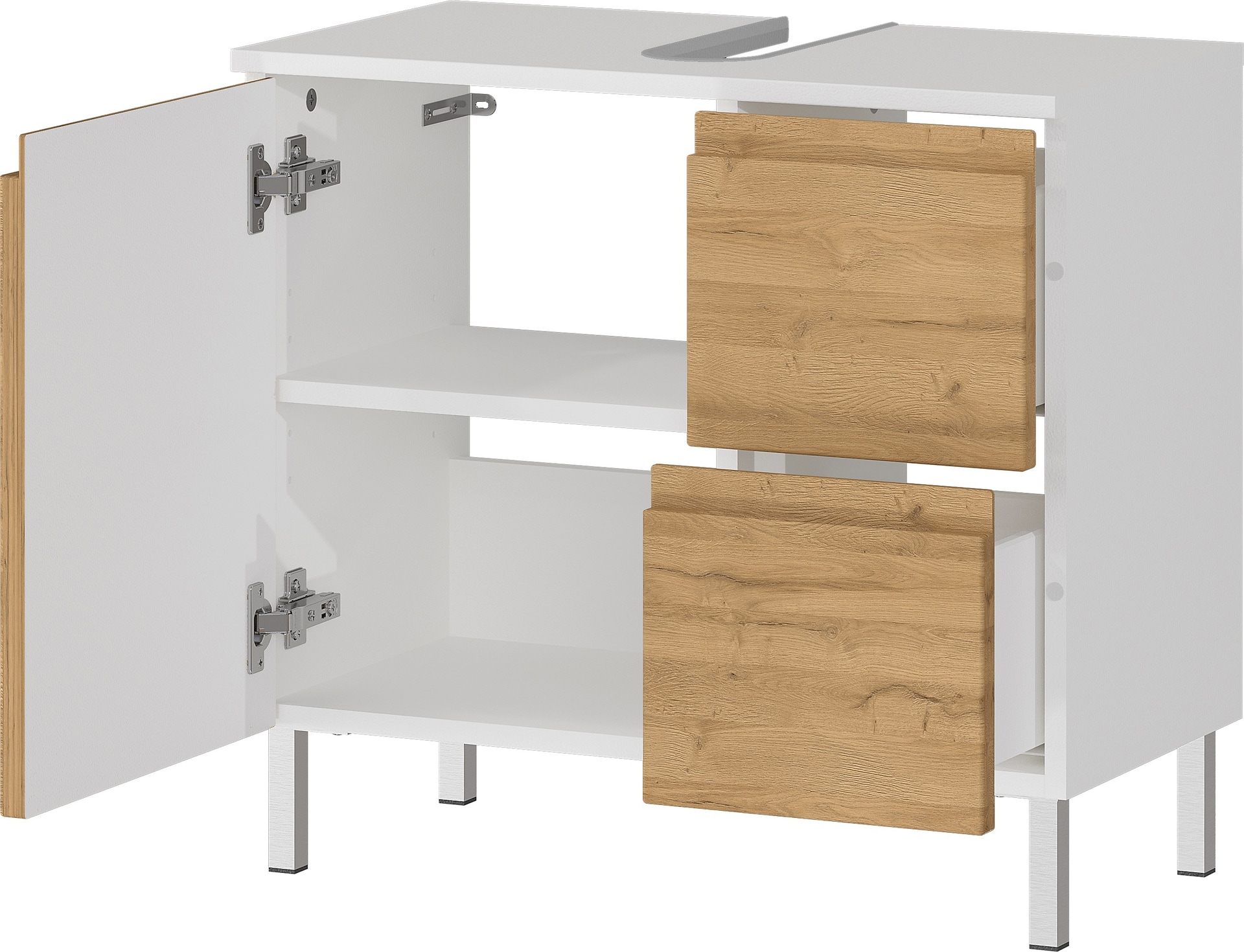 Waschbeckenunterschrank SOPHIE 60x56x34 weiß/Grandson-Eiche Nb.