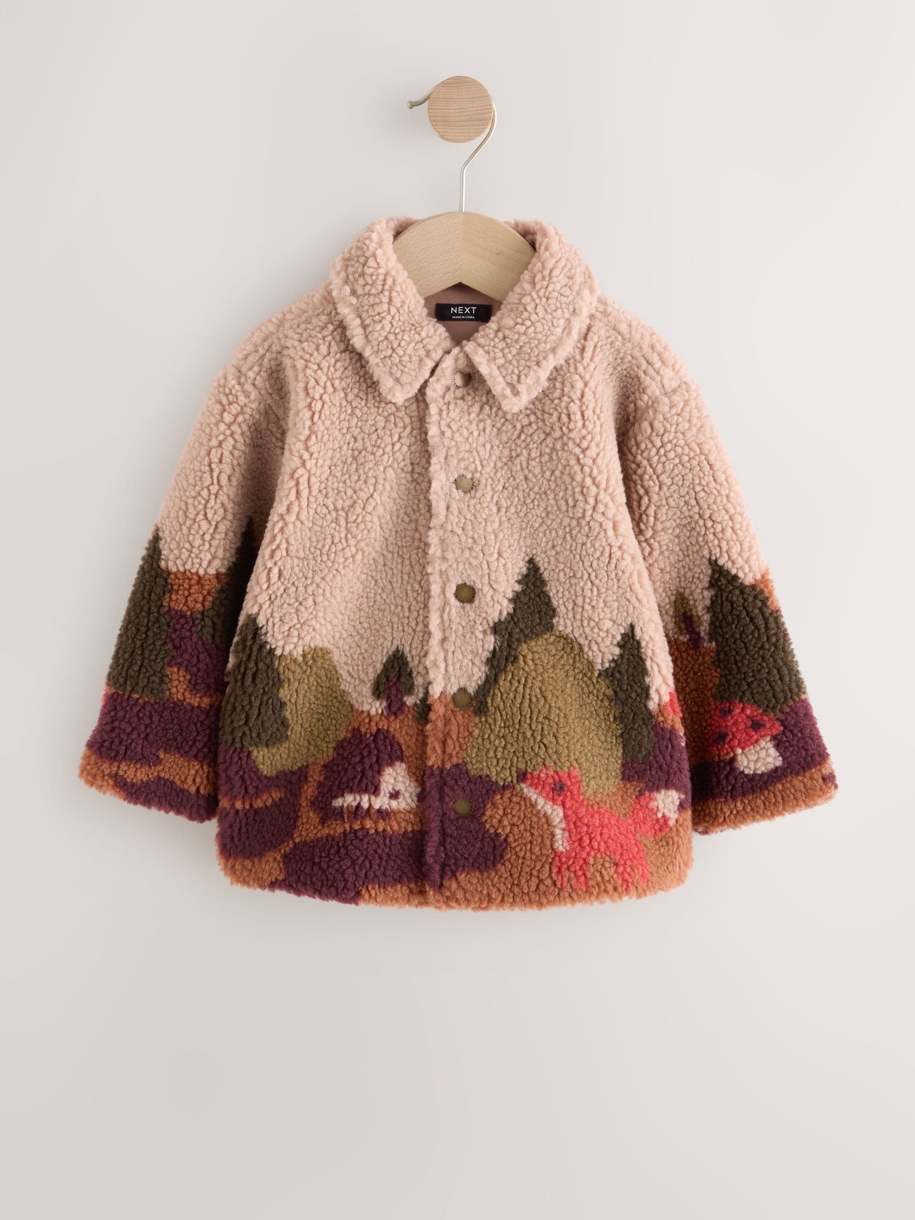 Naturel Sierlijke Print - Fleece shacket van borg (3 mnd - 7 jr)