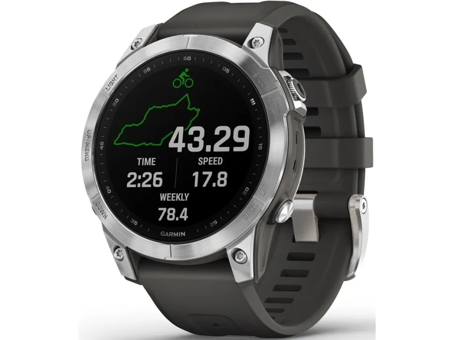 Garmin fenix 7 - 47 mm - sølv - sportsur med bånd - silikone - grafit - håndledsstørrelse: 125-208 mm - display 1.3