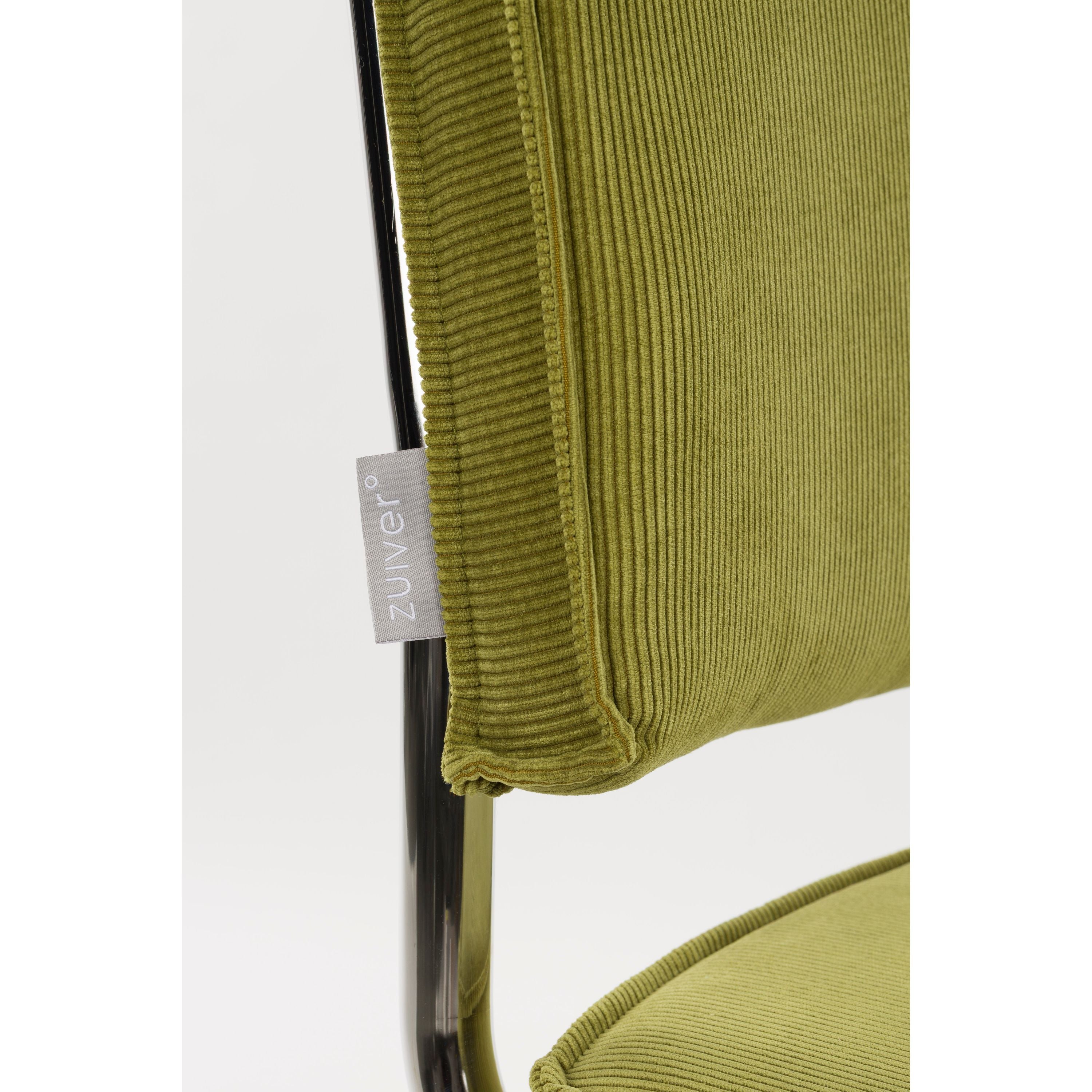 Zuiver Ridge Rib Kink Eetkamerstoelen  Groen - Set van 2