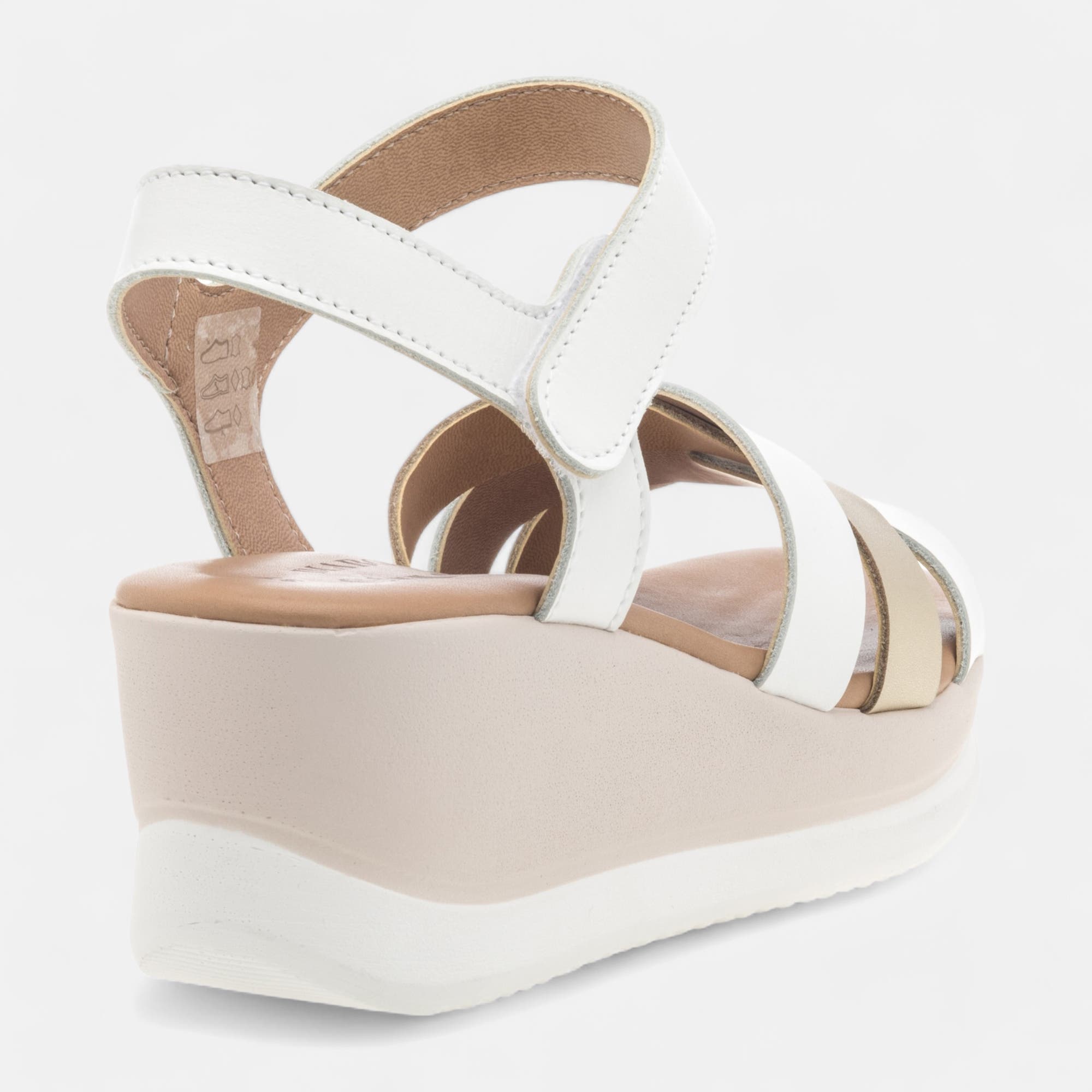 Sandales à talon compensé Femme en cuir blanc