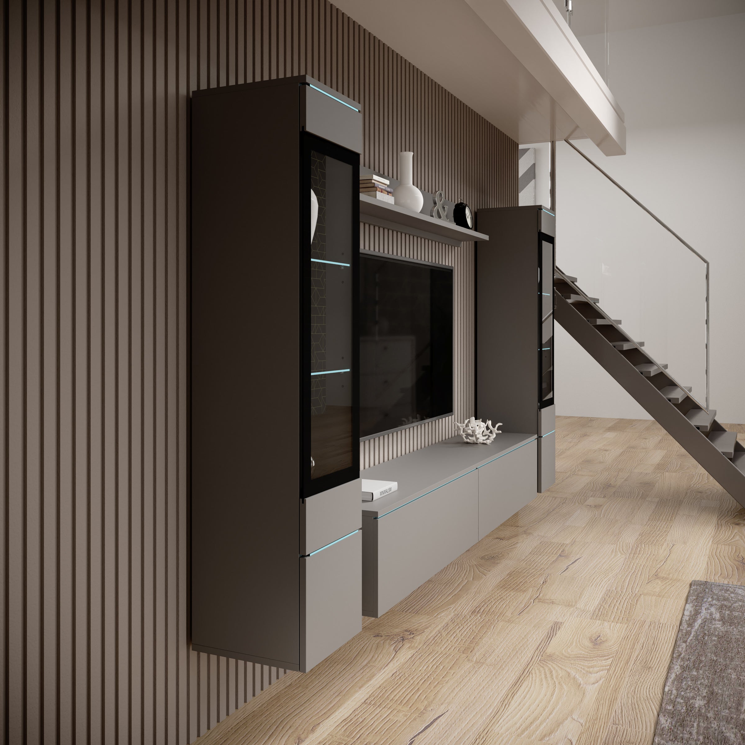 Variety - Wandmeubel - Grijs - 180x33x132 cm