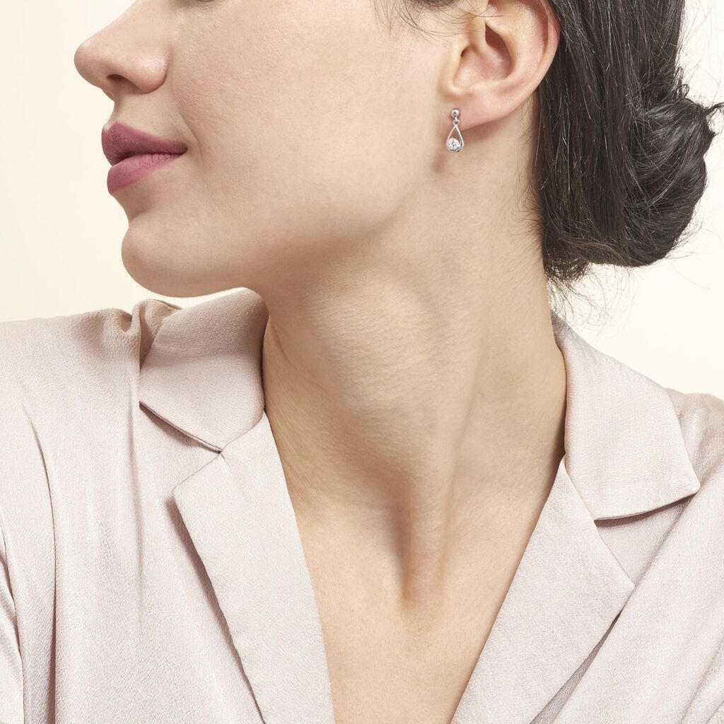 Boucles D'oreilles Puces Bethilda Argent Blanc Oxyde De Zirconium