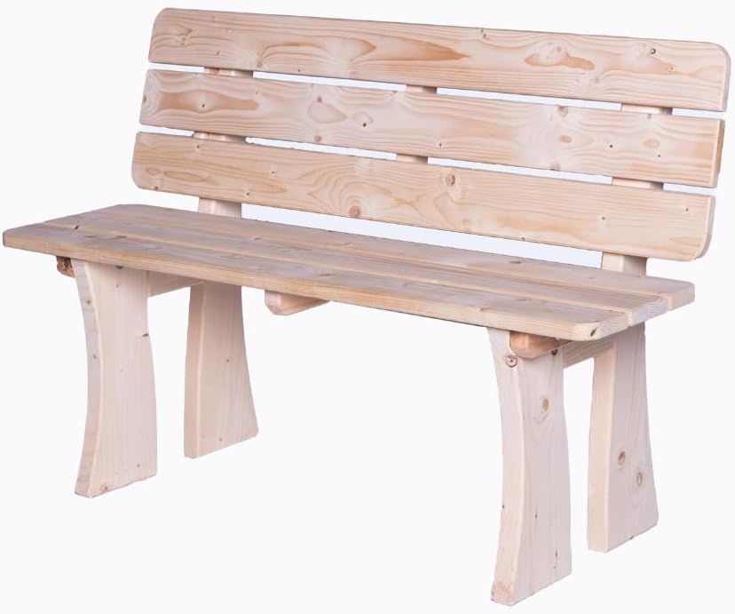 Gartenbank UNGARN 118x48x80 cm - 2-Sitzer aus witterungsbeständiger Kiefer - Wetterfeste Balkonbank aus massiven Holz - Holzbank mit rustikaler Optik für Garten, Balkon und Terrasse