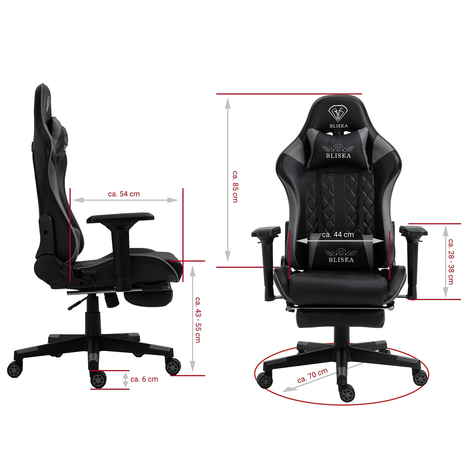 Gaming Stuhl Chair Racing mit Fußstütze und ergonomsichen 4D-Armlehnen