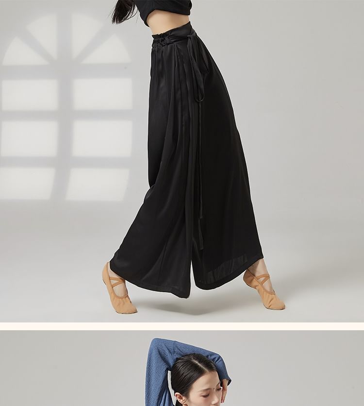 Cossita - Hoge taille, effen cropped, wijde dansbroek