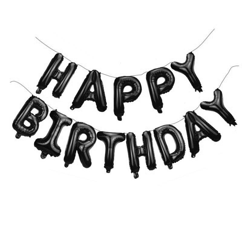 (40cm) Happy Birthday Ballon Girlande Party Dekoration Accessoires Luftballons - Schwarz