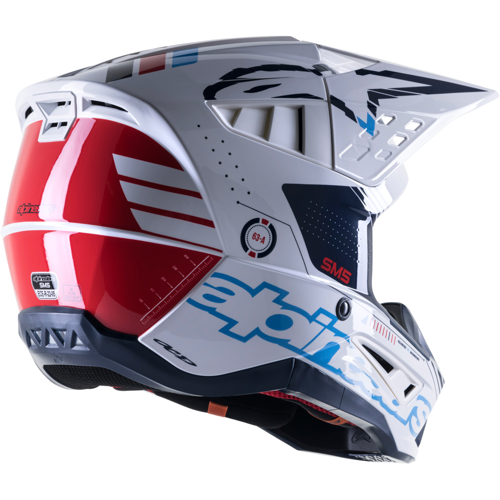 Alpinestars - Casque Supertech S-M5 Action Blanc brillant / Rouge / Bleu Clair