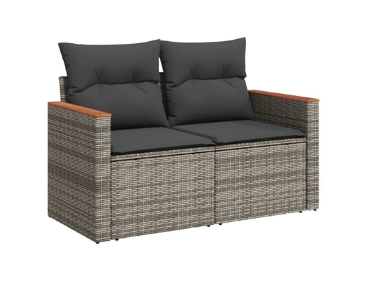 VIDAXL - Salon extérieur Salon de jardin avec coussins 10 pcs gris résine tressée