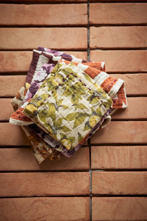 HKliving Cotton servet set van 2 floral vintage