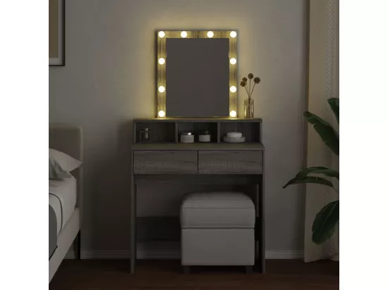 Coiffeuse avec LED sonoma gris 80x41x144,5 cm