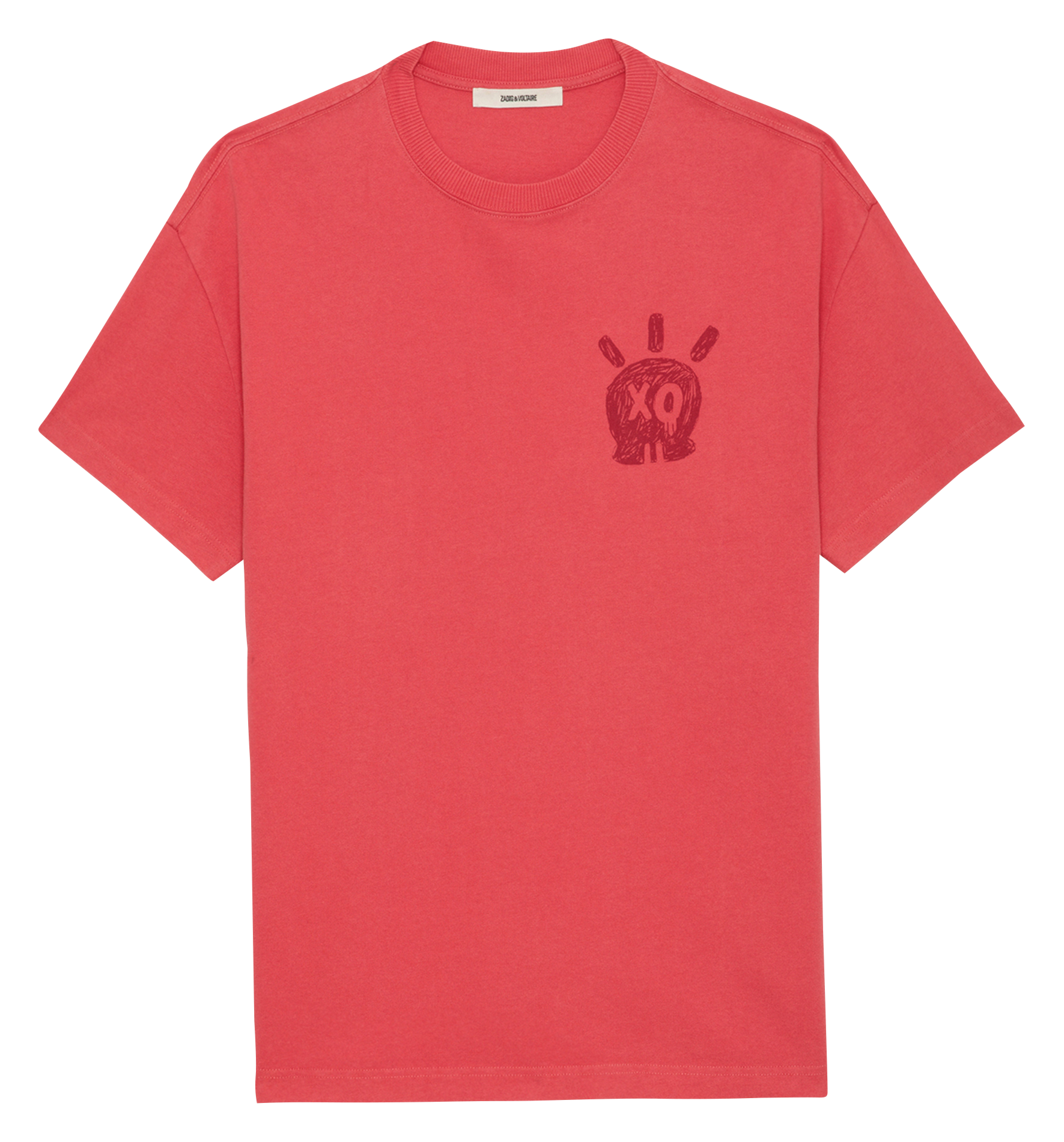 TEDDY - Tee-shirt col rond droit en coton | Rouge
