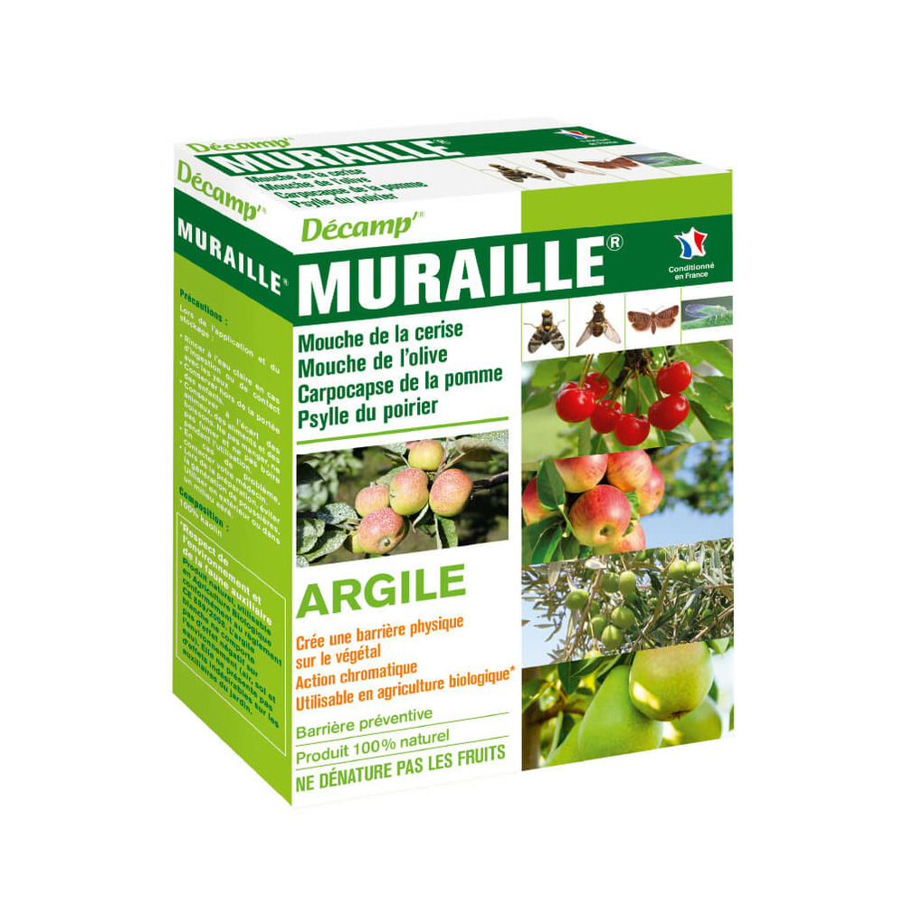 Argile blanche contre la mouche de la cerise, de l'olive, psylle du poirier