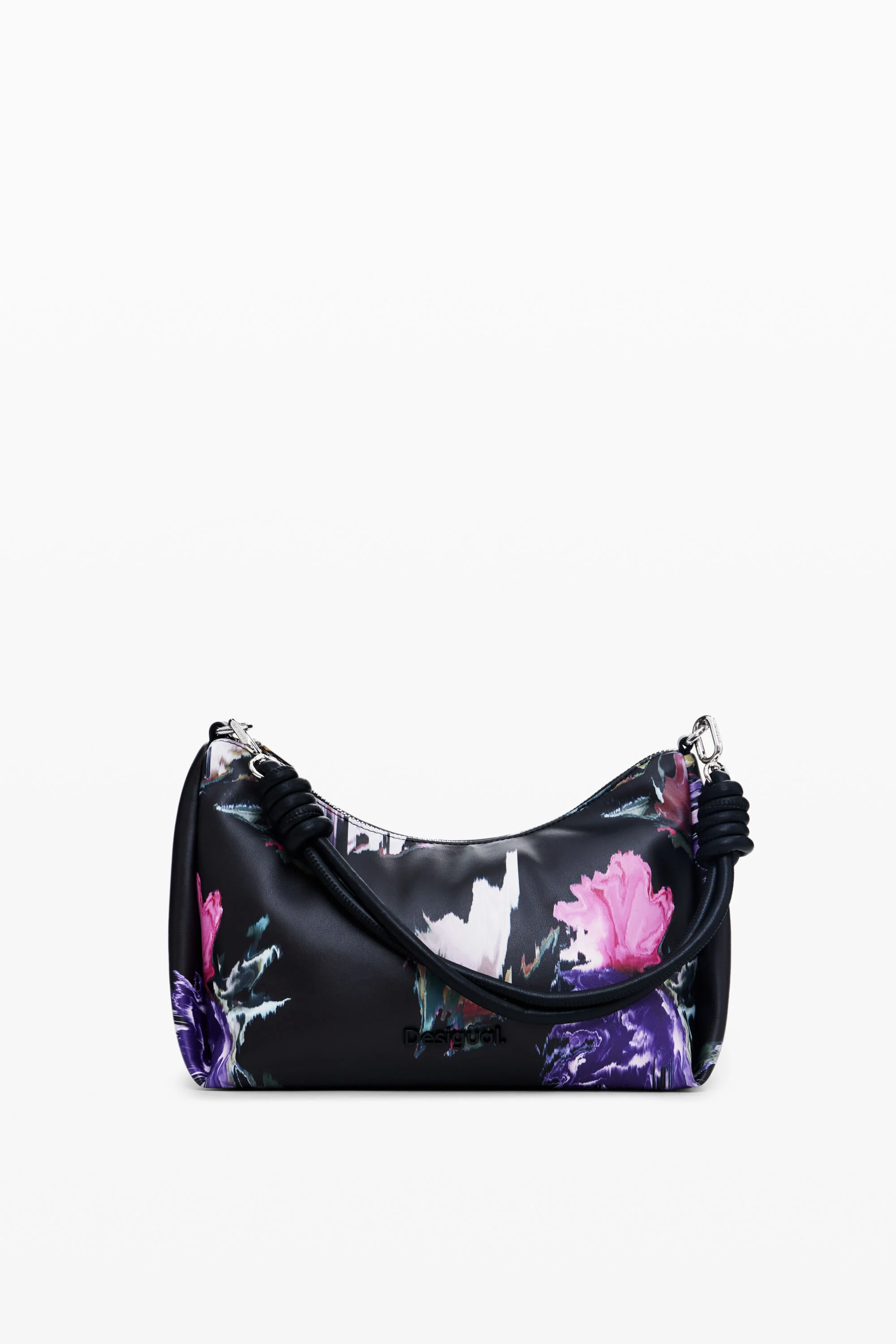 Bolsa de mão acolchoada com estampa floral