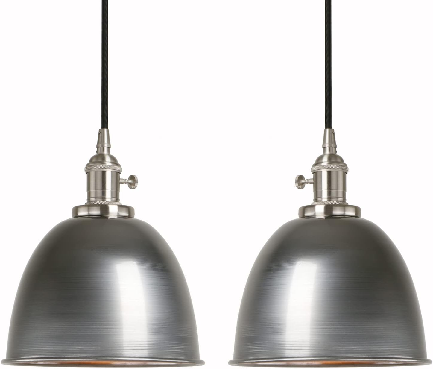 Phansthy 2 Stücke Pendelleuchte Esstisch Vintage Klarlack Industrial Metall Lampenschirm Hängeleuchte,Hängelampe, Küchenlampen Hängend Vintage, Hängelampe Esstisch, Pendellampe im Landstil (Klarlack)