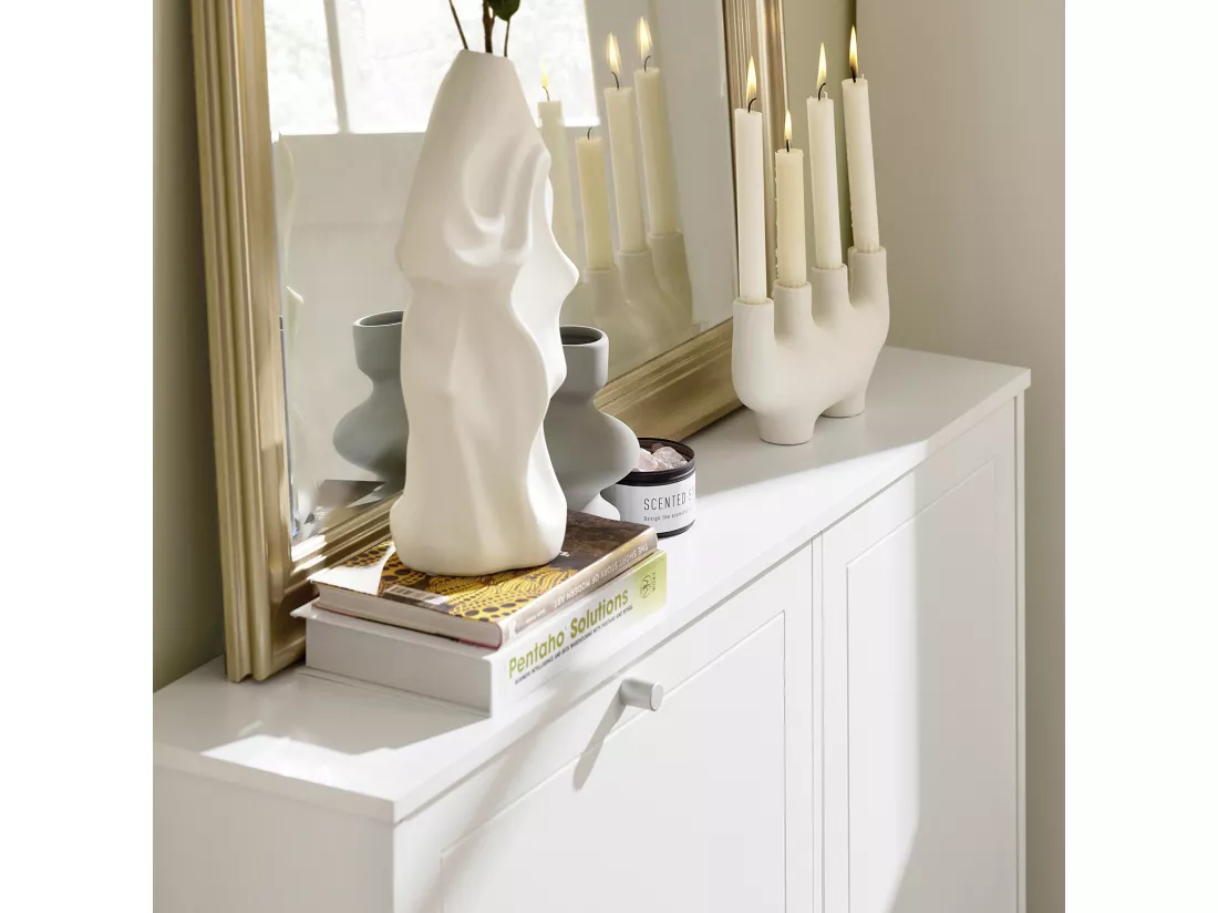 Armoire à Chaussures Meuble de Rangement à Chaussures Commode à Chaussures avec 1 Porte, FSR114-W