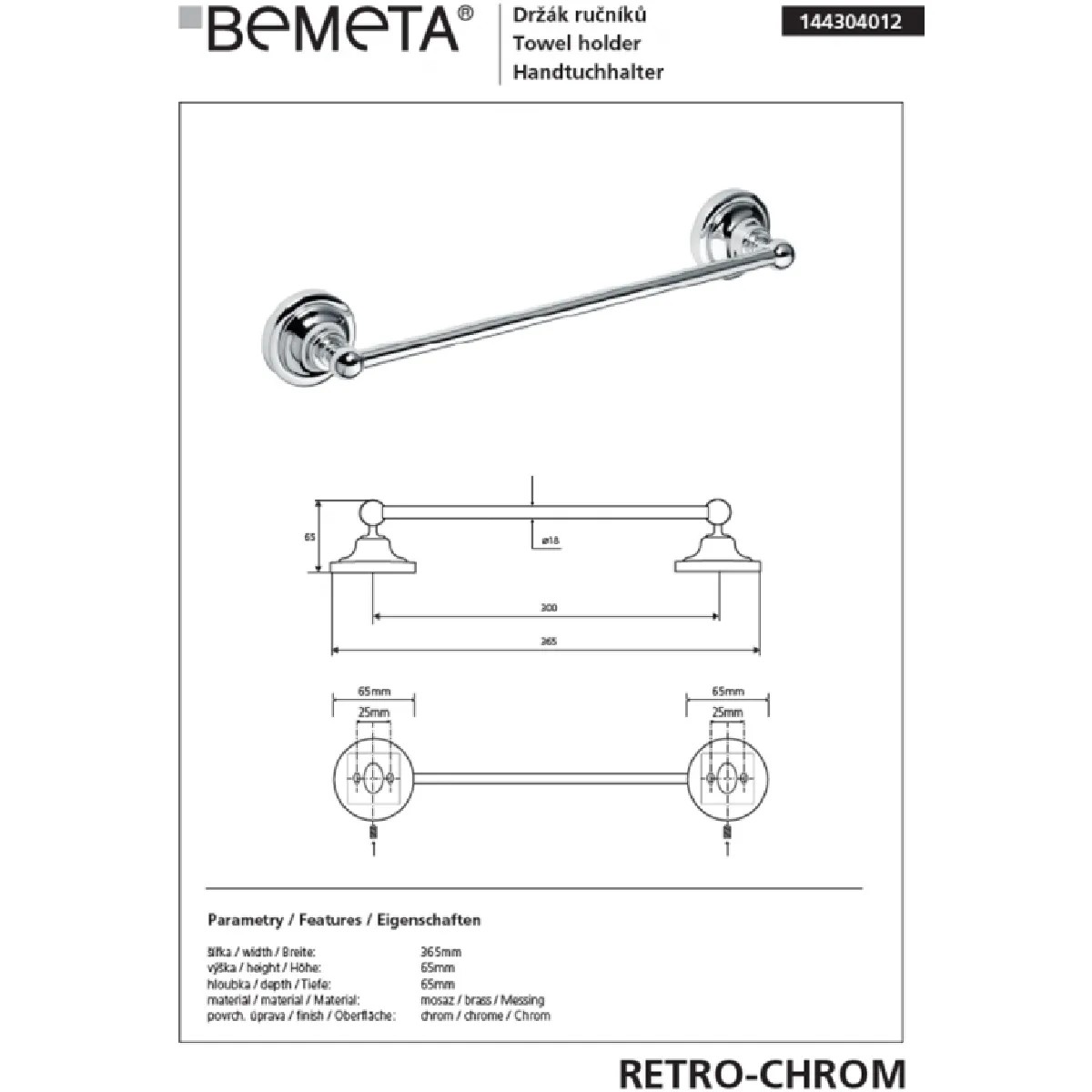 Bemeta - Maison De La Tendance Bemeta Porte-serviettes RETRO - Laiton chromé