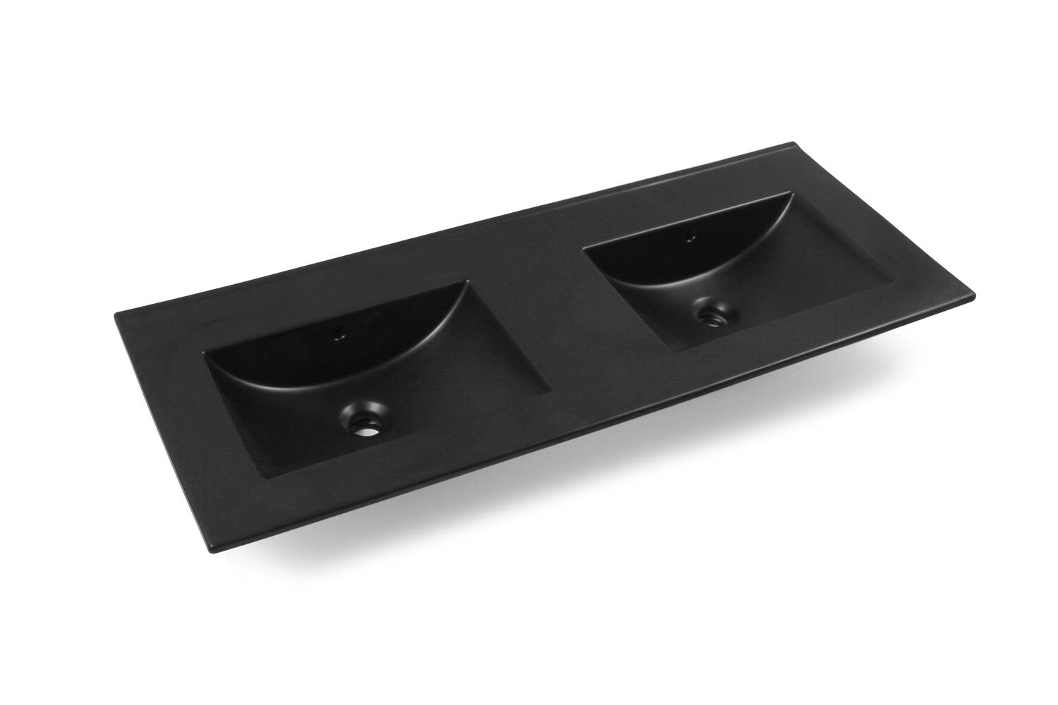 Fontana Rovigo badmeubel 120cm met zwarte wastafel zonder kraangaten zwart mat