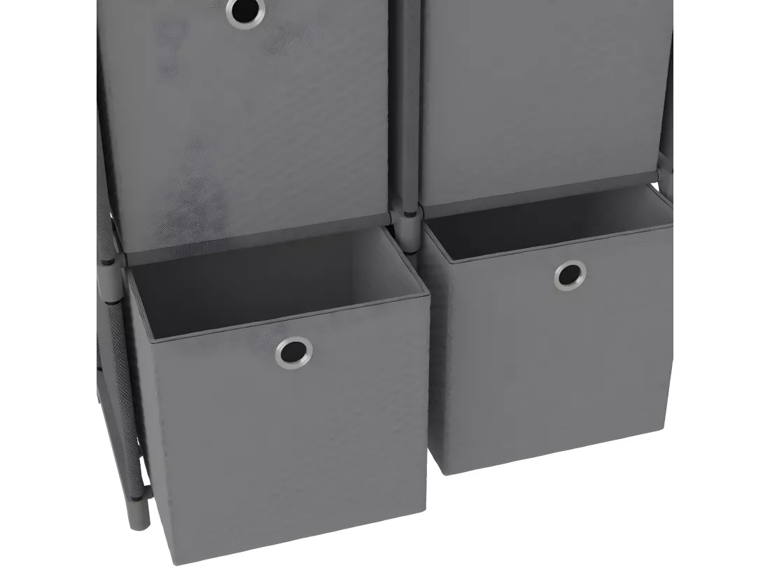 Étagère à 4 cubes avec boîtes Gris 69x30x72,5 cm Tissu