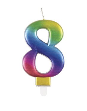 8 Jaar Kaars Regenboog 9,5cm