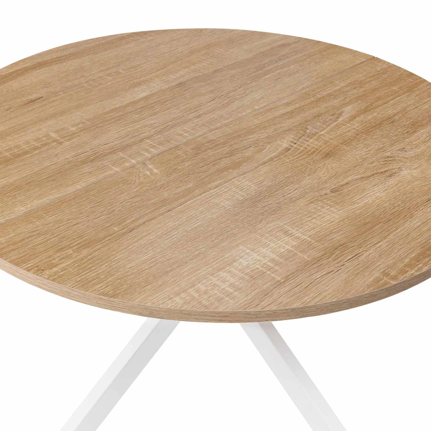 Table basse ronde ALIX pied araignée 70 cm bois et blanc