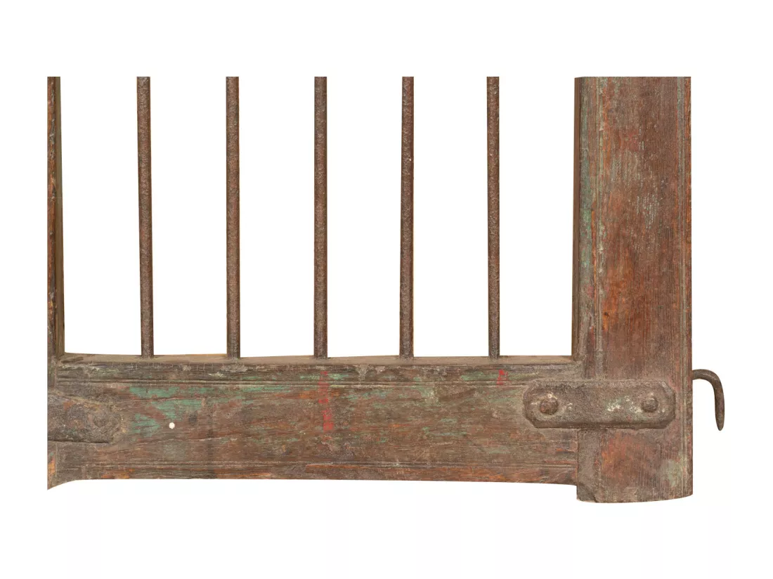 BISCOTTINI Portail - Bois Massif et Fer Finition Antique - Clôture en Fer - Portail en Métal - Porte Décorative - Portail d'Entrée - Clôture en Bois - Intérieur et Extérieur - 97x4x93cm