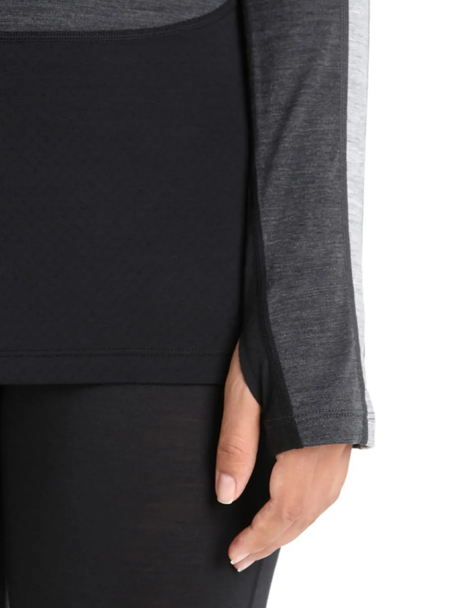 Icebreaker Women's 125 Zoneknit™ Long Sleeve Crew Jet Heather/Black/Metro Heather/Cb
