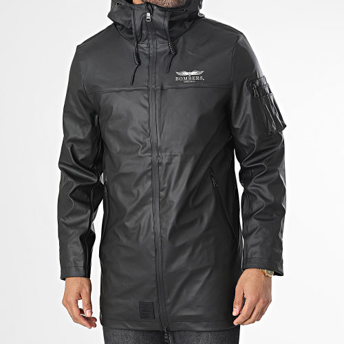 Veste Zippée Capuche Enduit Djinn Noir