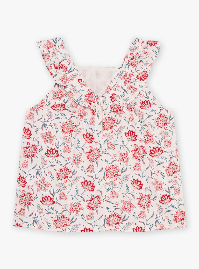 Blouse nude à imprimé fleuri