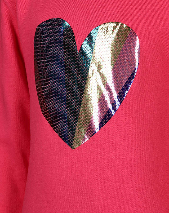 Sweat-Kleid HEART mit Paillettendruck in pink
