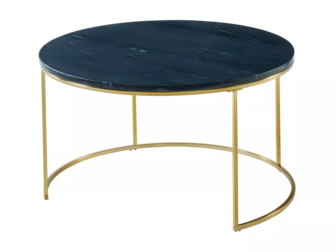 Tables basses gigognes ANGELA de Pascal MORABITO - Marbre noir et métal doré