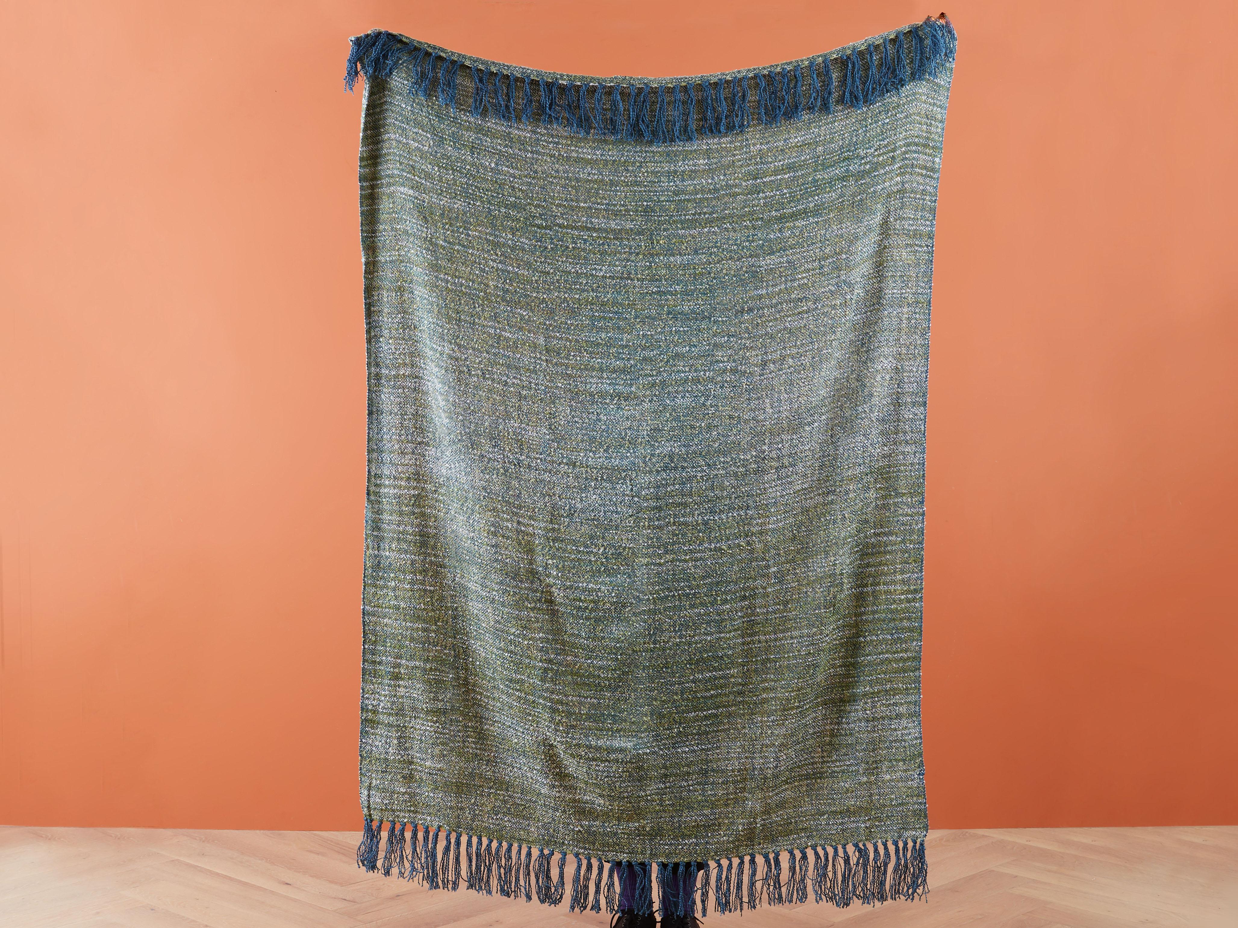 Plaid PAIRE Stof 130 x 170 cm Groenblauw