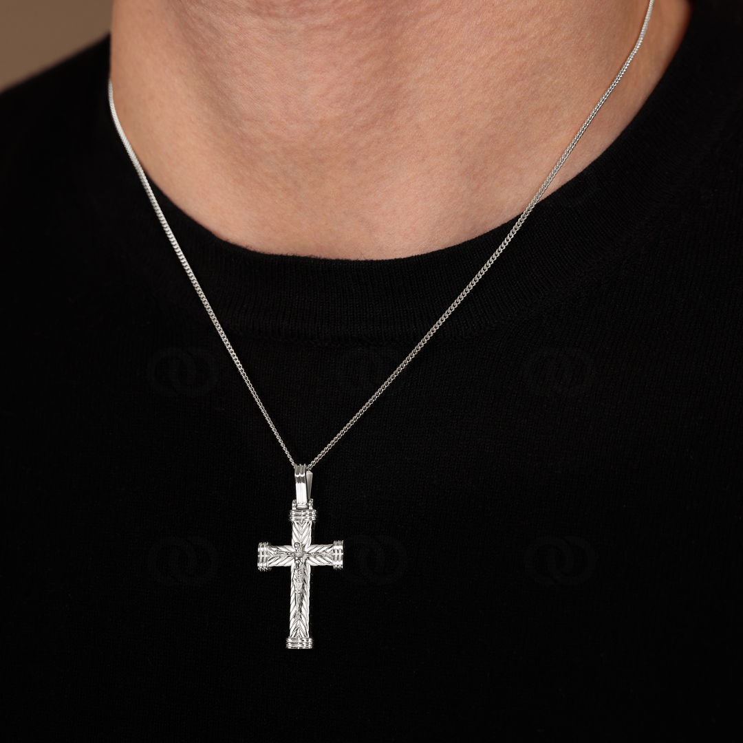 Anhänger 750/18 K Weissgold Kreuz mit Jesus 39 x 19mm