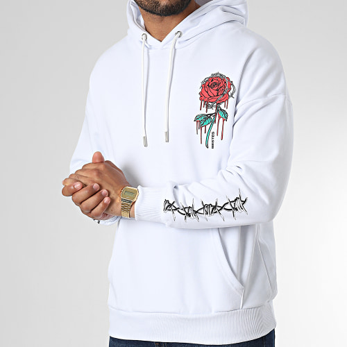 Sweat Capuche LL684 Blanc Floral