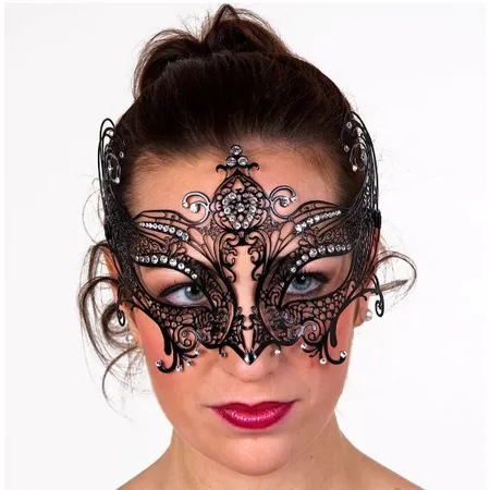 Festartikel Müller Schmuckmaske schwarz, Metall, Glitzersteine