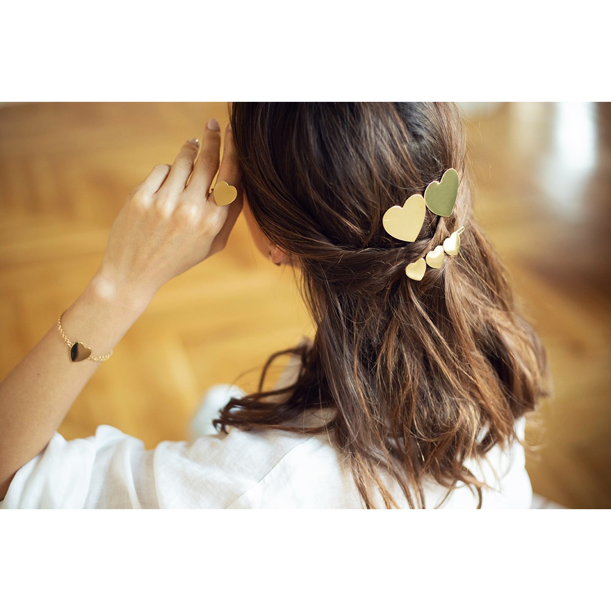 maxi barrette coeurs plaqué argent - APHRODITE