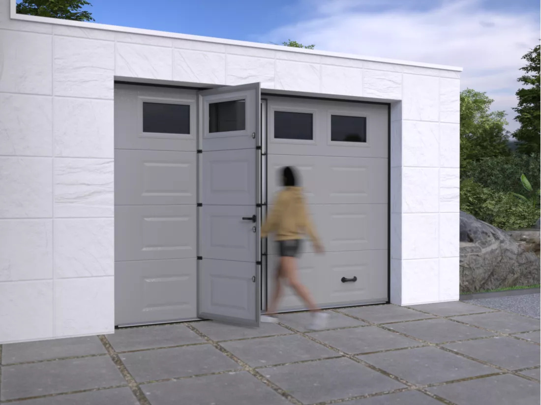 Porte de garage sectionnelle sur mesure à cassettes grise - MUGONIA