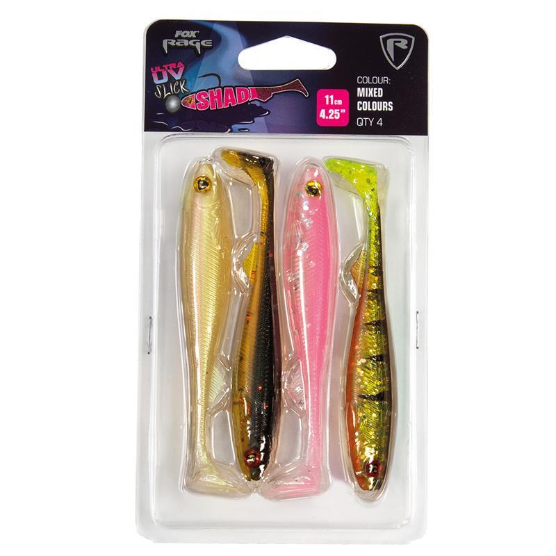 Kit Leurres Souples Fox Rage Slick Shad Uv Mixed Colour Pack