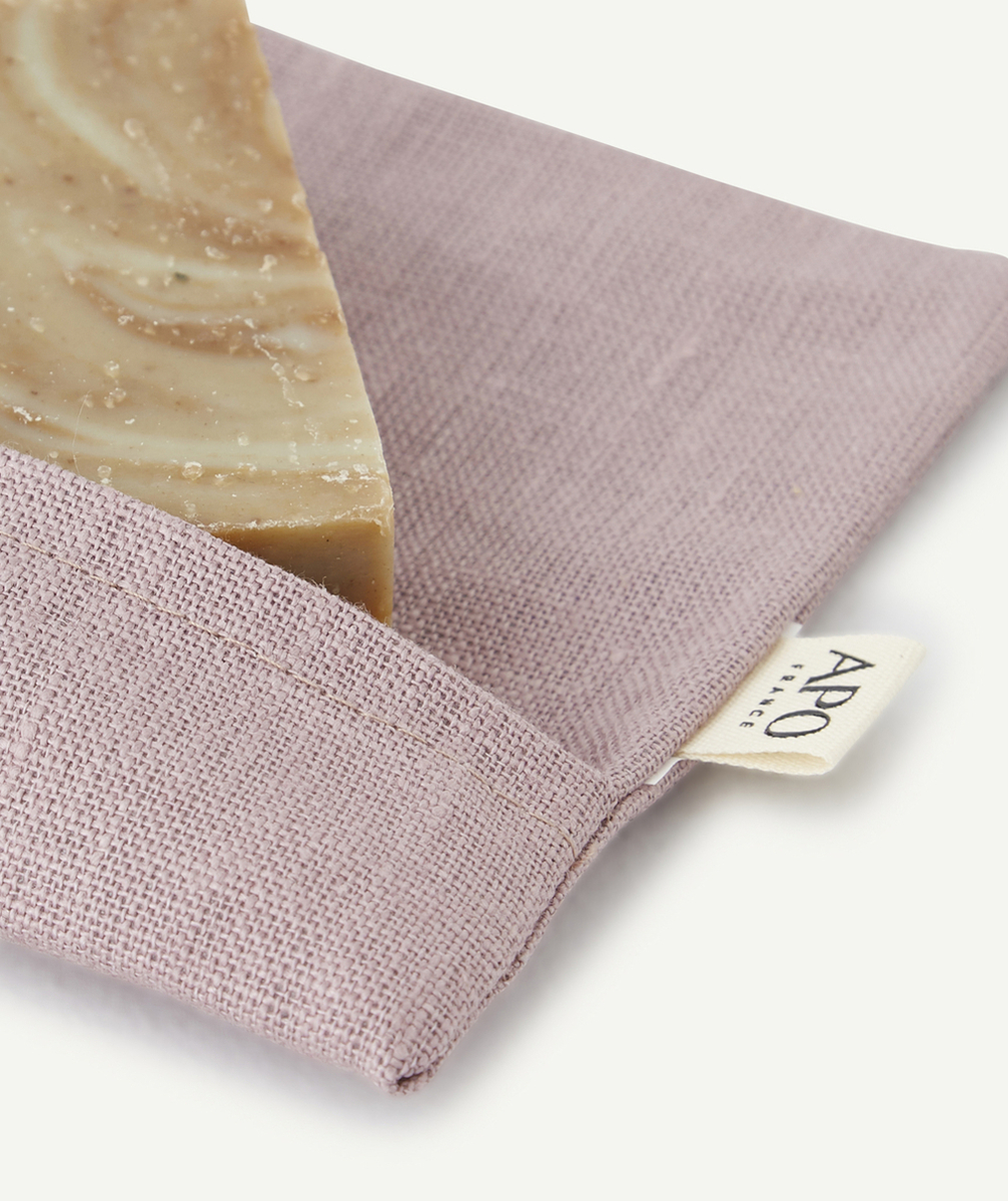 APOLA POCHETTE POUR SAVON LILA EN LIN ENDUIT