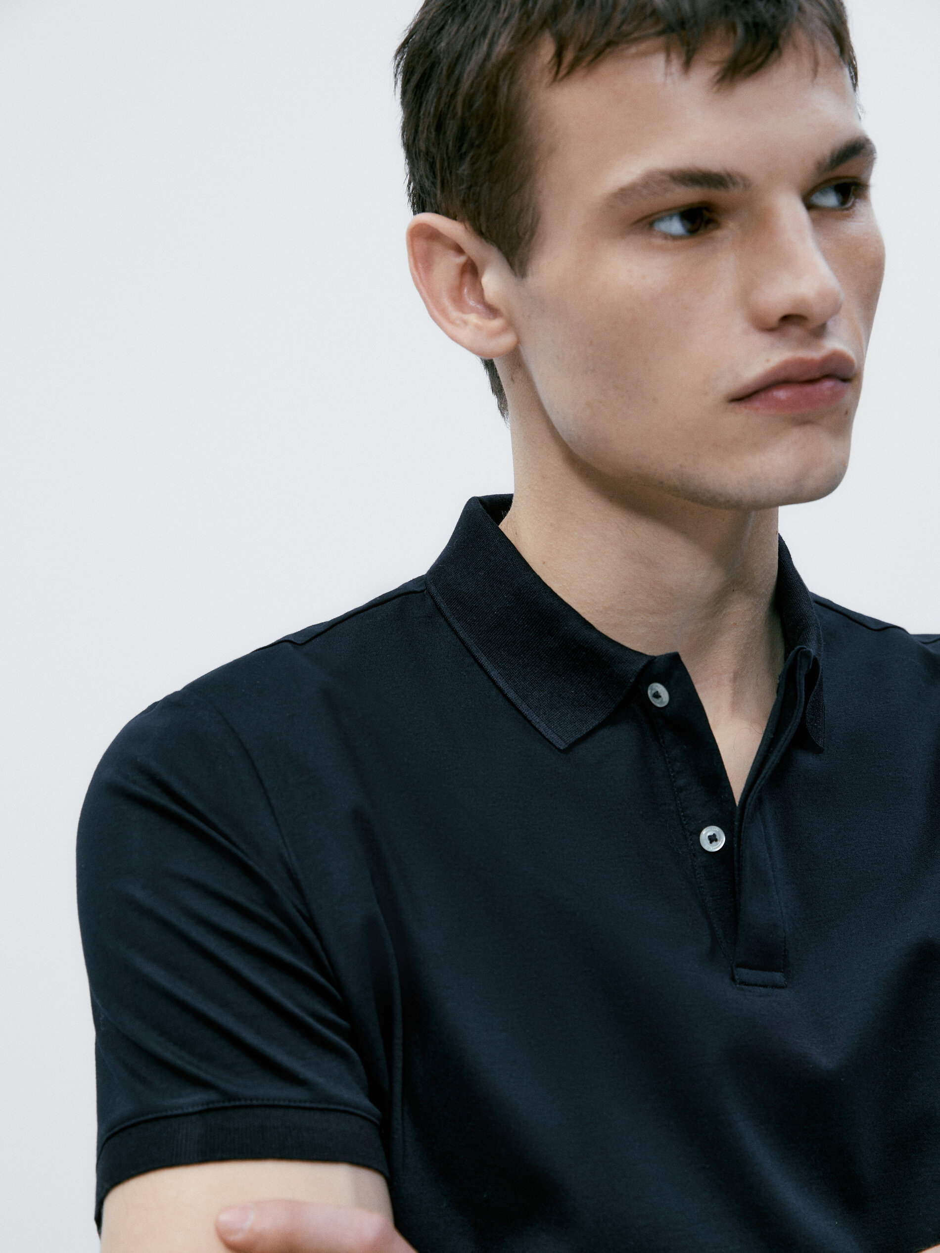 Camisa polo em mistura de algodão mercerizado - AZUL MARINHO
