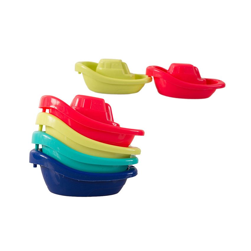 Coffret de Bain avec gobelets, bateaux et singes - Ecru