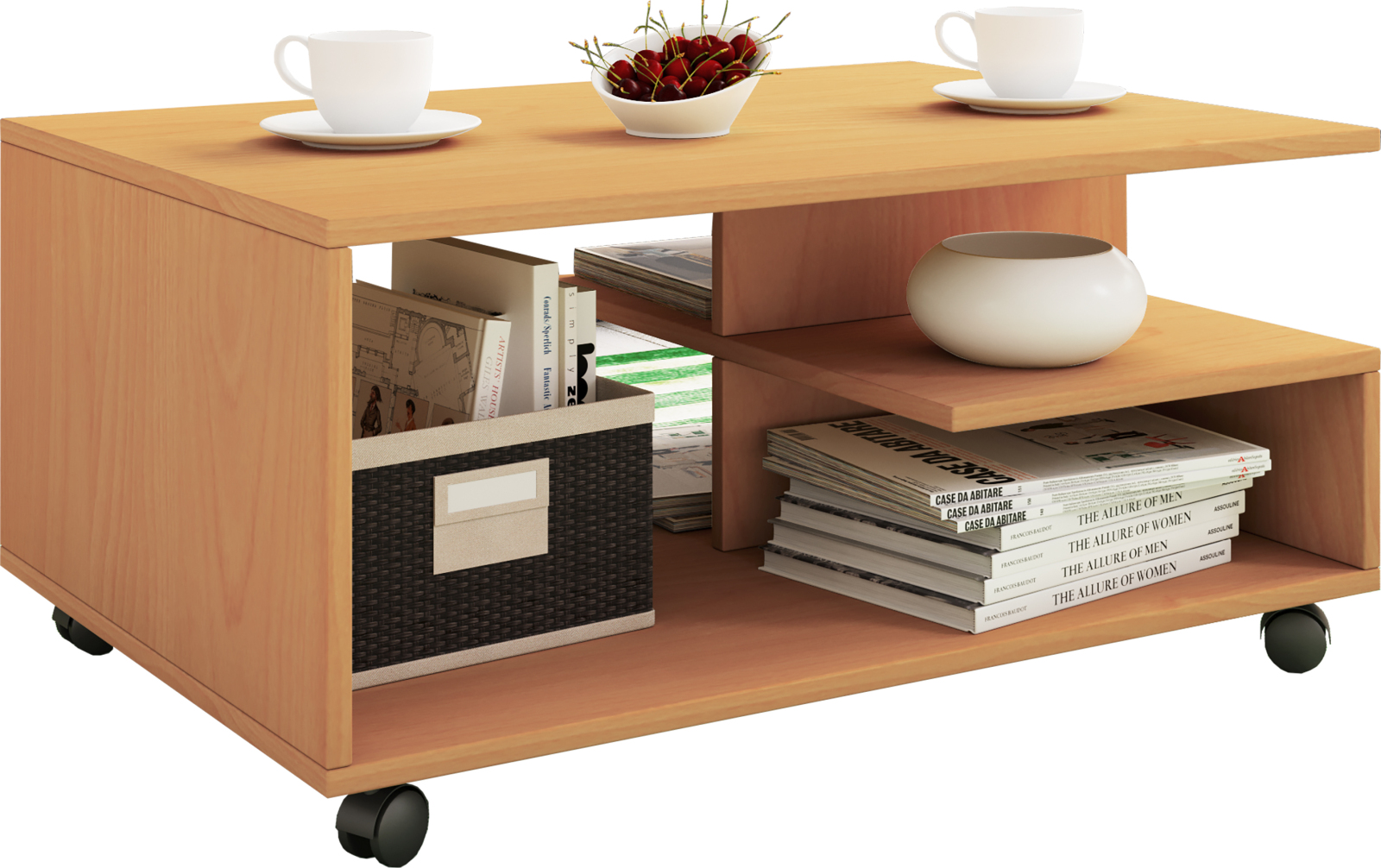 Couchtisch STANGO - Buche - mit Rollen